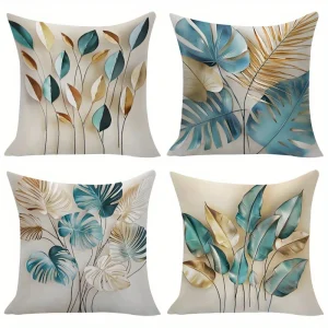 4-piece Set, Leaf Pillow Covers