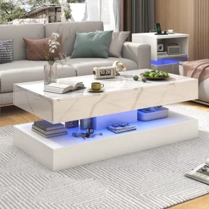 Coffee Table with Storage Drawers, Light