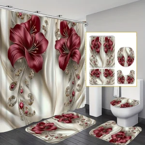 4pcs Shower Curtain Set