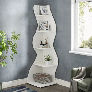 Corner Shelf, 5-Tier Bookcase/Plant Stand