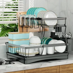 2-tier dish drying rack for kitchen